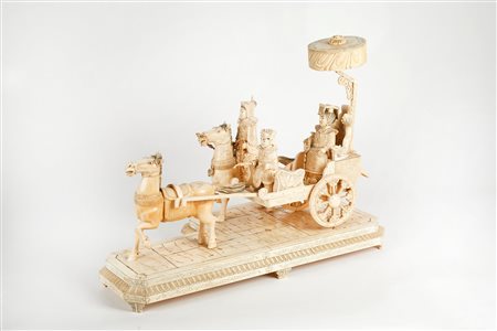  Corteo imperiale cinese in avorio   Cm 42,5×57×27,5.