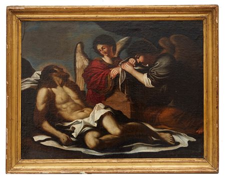 Giovanni Francesco Barbieri (copia da) (Cento, 8/02/1591 - Bologna, 22/12/1666) 
"Compianto sul Cristo morto" 
 Olio su tela Cm 52x71,5