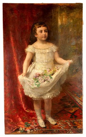 Eugène Faure (Seyssinet-Pariset, 1822 - Bourg-Saint-Audeol, 1879) 
 "Ritratto di bambina" 
 Olio su tela Cm 133x80