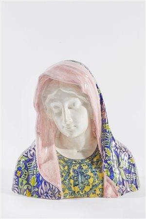 Angelo Minghetti (Bologna, 1822 - Bologna, 1885) 
Madonna 
Ceramica Cm 32x30,5x16