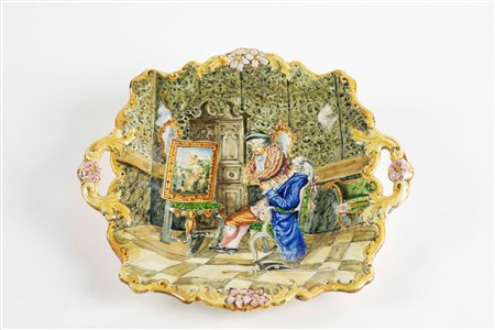 Angelo Minghetti (Bologna, 1822 - Bologna, 1885) 
Vassoio con manici Inizi del XX secolo
 Cm 4x26x23