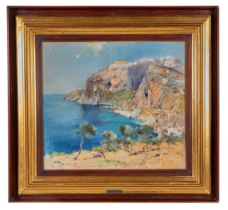 Giuseppe Casciaro (Ortelle, 9/03/1863 - Napoli, 25/10/1941) 
"Capri" 
Olio su tela Cm 44,5x50