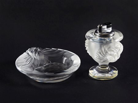 Lalique  
Set posacenere e accendino  
 Rispettivamente cm 5x15;12x9,5
