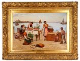 Antonio Ermolao Paoletti (Venezia, 8/05/1834 - Venezia, 13/12/1912) 
"I giovani venditori di frutta" 
Olio su tela Cm 56x81,5