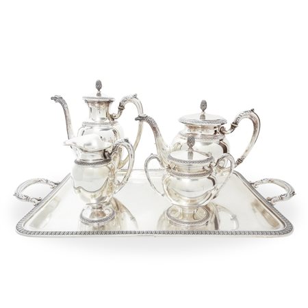 CESA Argentiere - Servizio da tè  e caffè in argento 800 stile impero con vassoio