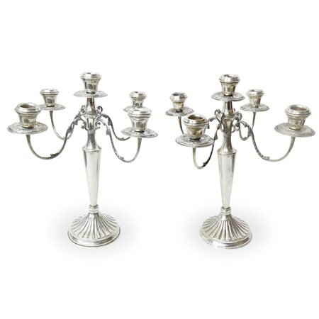 Coppia di candelabri a 5 luci in argento 800