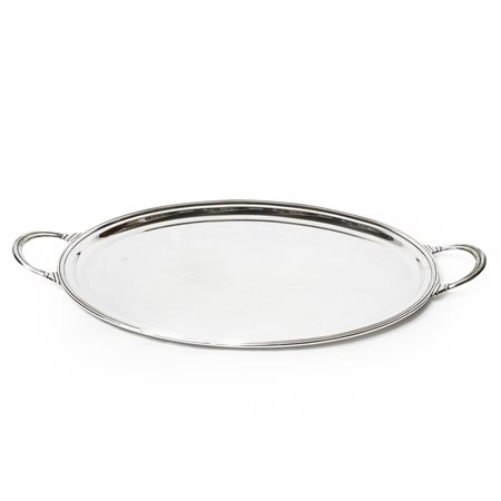 Vassoio in argento 800 con prese laterali