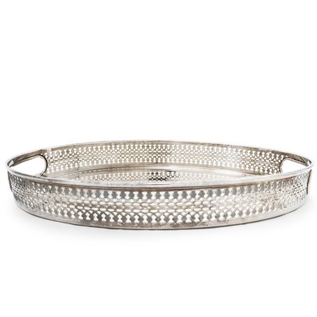Argenterie Greggio - Vassoio ovale in argento 800 con bordo a ringhierina