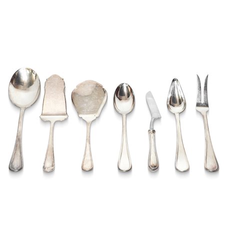 Gruppo di posate da portata da assortite in argento 800