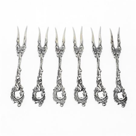 N 6 forchettine da aperitivo in argento 800