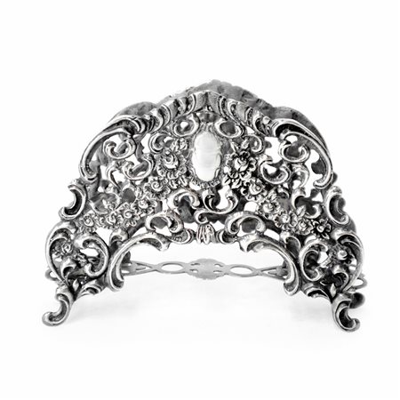 Portatovaglioli in argento 800 con lavorazione di fiori