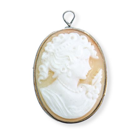 Spilla/pendentif in argento con cameo
