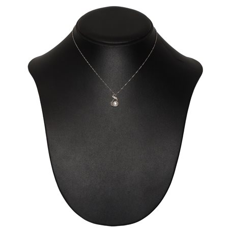 Collana in oro bianco 750 con pendentif con perla bianca e scaglie di brillanti