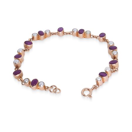 Bracciale in argento 925 con granati e perline