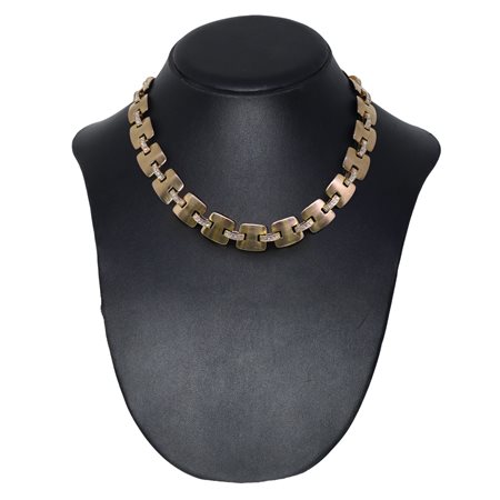 Monet Bijoux - Girocollo in metallo dorato e strass, Monet, 1970s