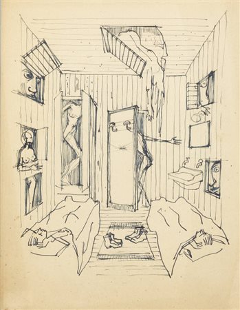 ITALO CREMONA<BR>Cozzo Lomellina (PV) 1905 - 1979 Torino<BR>"Camera a Mera" (1951)