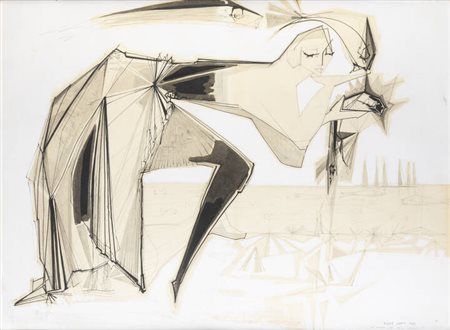 PONTE CORVO (Raffaele Pontecorvo)<BR>Roma 1910 - 1983 Torino<BR>"La donna dai pesci volanti" 1958