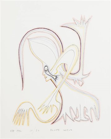 PONTE CORVO (Raffaele Pontecorvo)<BR>Roma 1910 - 1983 Torino<BR>"Senza titolo" 1974