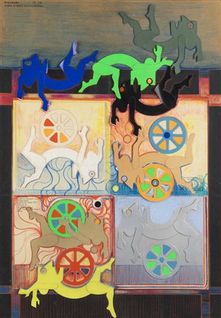 MARIO MOLINARI<BR>Coazze (TO) 1930 - 2000 Torino<BR>"Scala di baci sottomarini" dicembre 1973