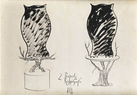 GUIDO DE BONIS<BR>Torino 1931 - 2009<BR>"2 Proposte ReggiGufo" 1974