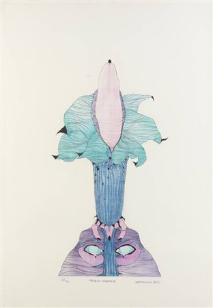 MARIO GRAMAGLIA<BR>Torino 1943<BR>"Aquilegia elaborata" 1975