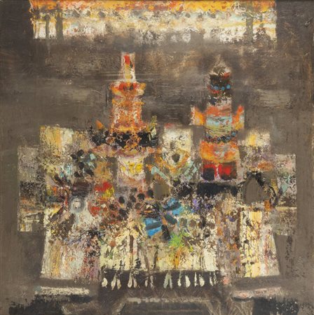 LUCIANO VERDIANI<BR>Torino 1929 - 1992<BR>"Natura morta" o "Ingresso al labirinto"