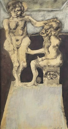 JAN LEBENSTEIN<BR>Brest (Bielorussia) 1930 - 1999 Cracovia (Polonia)<BR>"Donna con minotauro" 1968