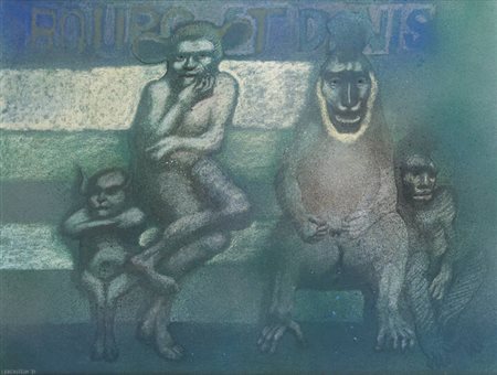 JAN LEBENSTEIN<BR>Brest (Bielorussia) 1930 - 1999 Cracovia (Polonia)<BR>"Sur le quai" 1971