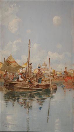 Giuseppe Vizzotto-Alberti (1862-1931) - Pescatori a Venezia