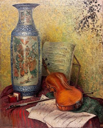 Pierre Roig (1905-1963) - Natura morta con violino