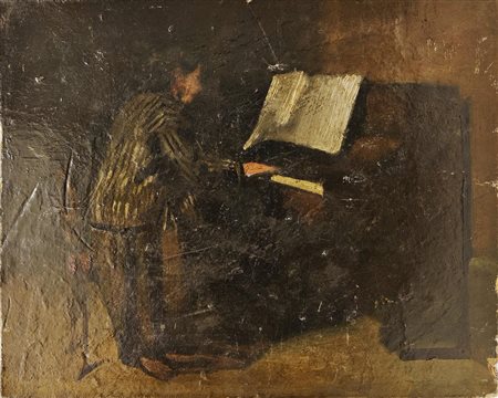 Pittore francese XX secolo - Pianista