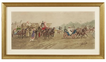 Achille Dovera (1838-1895) - Passeggiata sui Bastioni di Milano