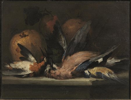 Scuola italiana, sec c . XVIII - XIX NATURA MORTA CON VOLATILI olio su tela,...