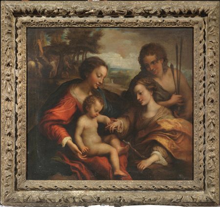 Da Correggio, sec c . XVII-XVIII MATRIMONIO MISTICO DI SANTA CATERINA olio su...