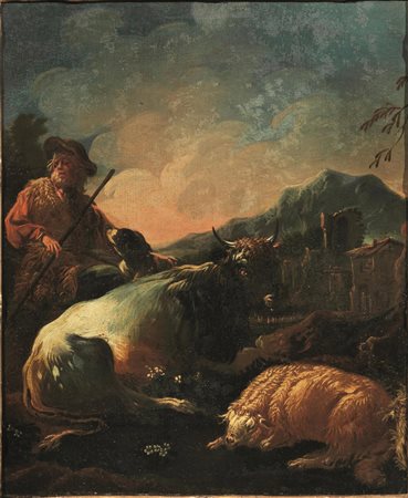 Cerchia di Philipp Peter Roos detto Rosa da Tivoli, secc. XVII-XVIII PASTORI...