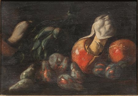 Cerchia di Simone del Tintore , sec . XVIII FUNGHI, FRUTTA E CARCIOFI olio su...