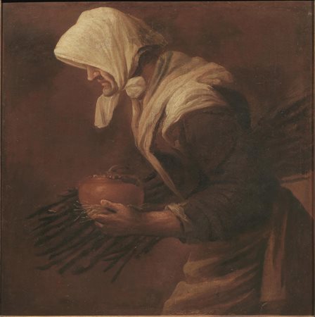 Antonio Cifrondi (Clusone 1656 &ndash; Brescia 1730) VECCHIA CON SCALDINO E...