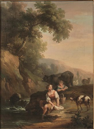 Attribuiti a Vittorio Amedeo Cignaroli (Torino 1730 - 1800) PAESAGGIO CON...