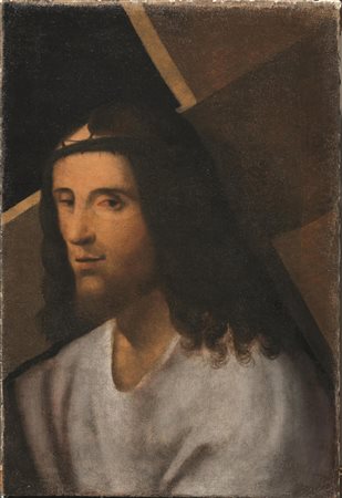 Pittore veneto da Giovanni Bellini, sec. XVI CRISTO PORTACROCE olio su tela,...