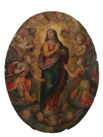 Scuola Italia centrale , fine sec. XVI IMMACOLATA CONCEZIONE TRA ANGELI E...