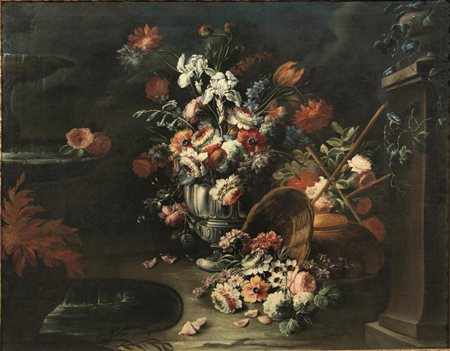 Francesco Lavagna (Napoli 1684-1724) FIORI ALL'APERTO olio su tela, cm 101x12 8