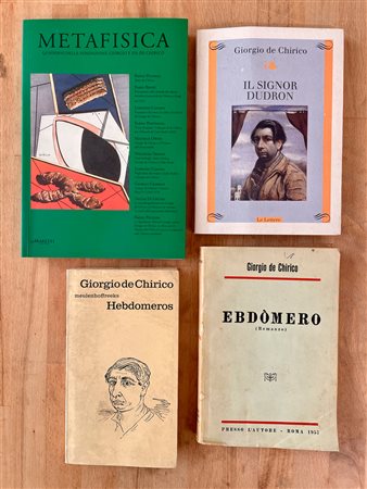 GIORGIO DE CHIRICO - Lotto unico di 2 copie del romanzo 'Ebdomèro' e 2 cataloghi