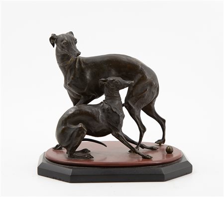 D'APRÈS PIERRE-JULES MÈNE (1810-1879) - Lévrier et King Charles à l’éventail