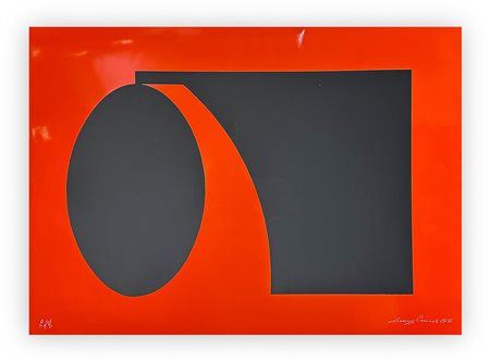 LORENZO PIEMONTI (1935-2015) - Strutture (colore nero su fondo rosso), 1968-1971