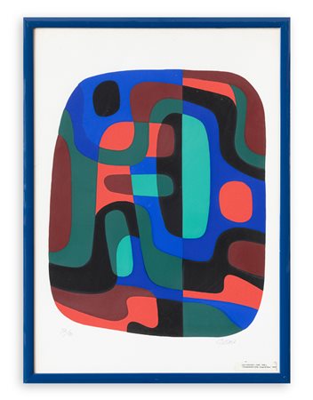 LÉON GISCHIA (1903-1991) - Composition verte, rouge et bleu, 1970
