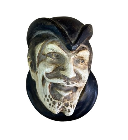 Scultura portacandela in terracotta, periodo XX secolo raffigurante Testa di...