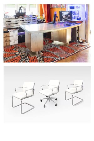 PRODUZIONE ITALIANA<BR>Scrivania da centro con due sedie e una poltrona