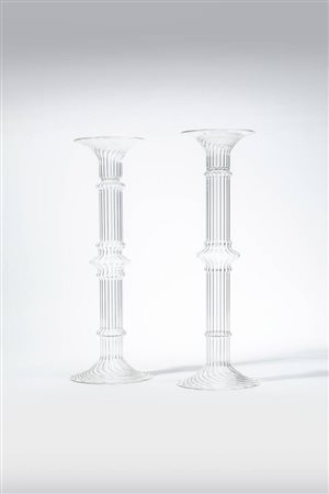 COPPIA DI CANDELABRI<BR>Coppia di candelabri in cristallo
