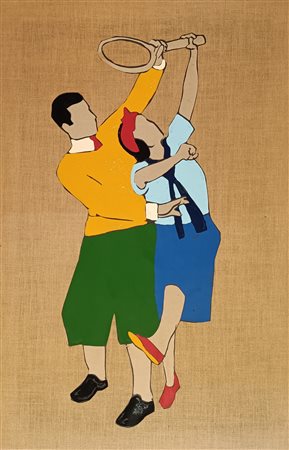 LODOLA MARCO Pavia (Pv) 1955 Tennis Collage e smalti su tela grezza...