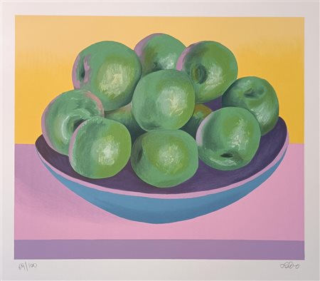 SALVO Leonforte (En) 1947 Mele verdi Litografia a colori es. 69/100...